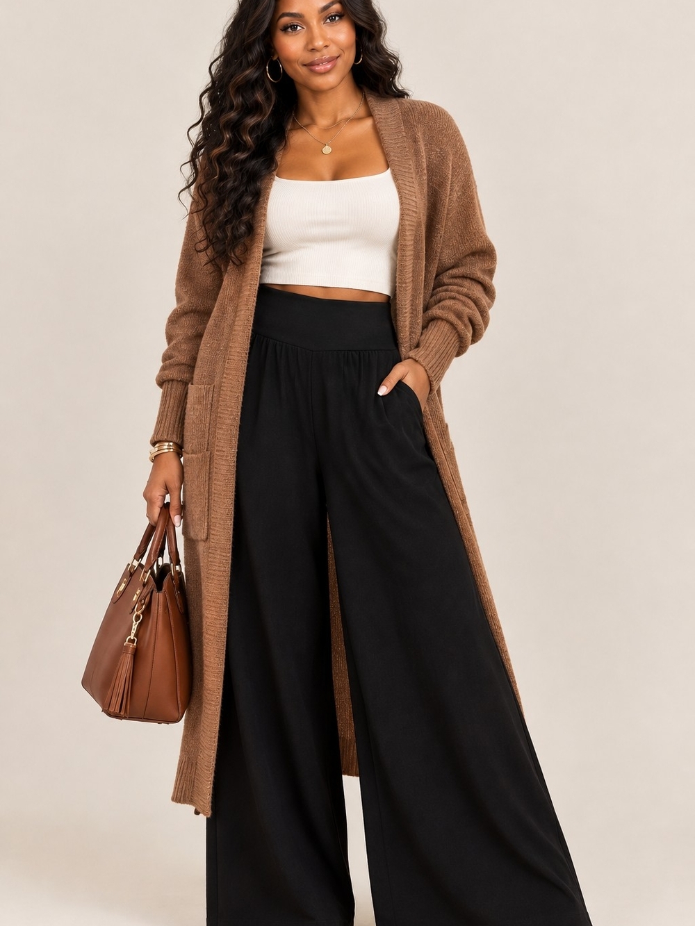 T.J.Maxx Black Wide-Leg High-Waist Pants